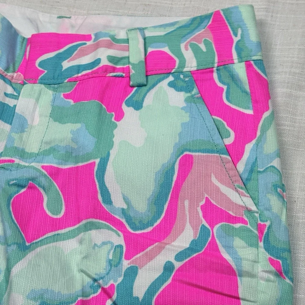 Lilly Pulitzer The Chipper‎ Short Women Size 00 Pink Teal Bermuda Shorts 19987
